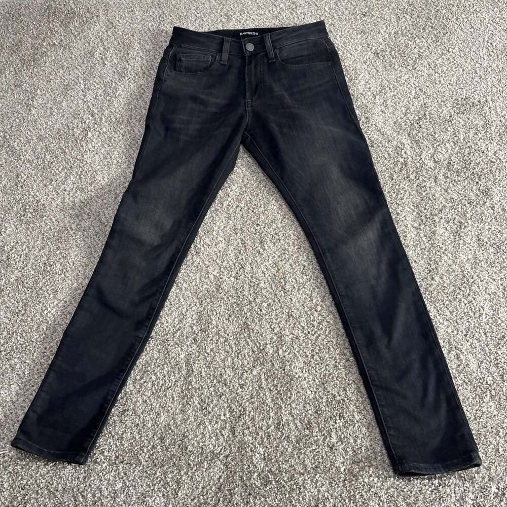 Express Jeans Women’s Skinny Stretch Size 28/30, Distressed Dark